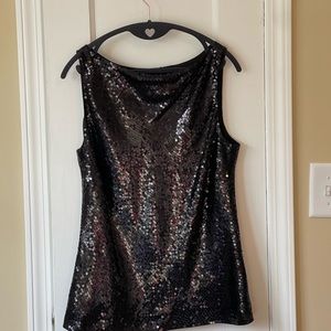 Ann Taylor Sequin Black Top